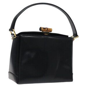 GUCCI Hand Bag Leather Black Gold 000 2048 0175 Auth ep8231